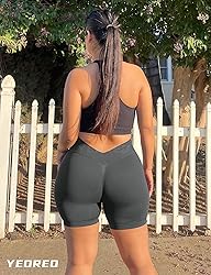 YEOREO Workout Scrunch Shorts Women V Back Gym Butt