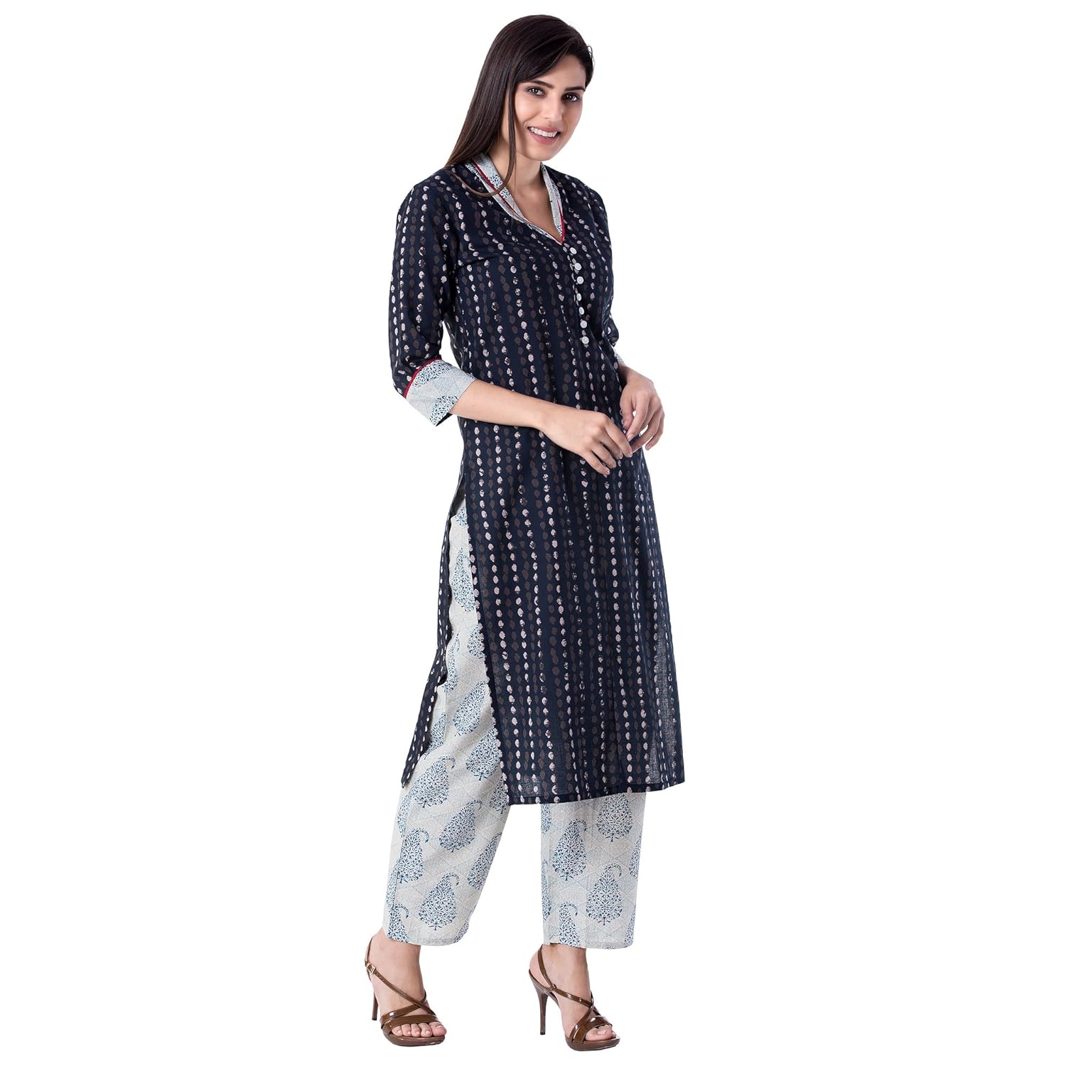 khushal women's cotton printed kurta with palazzo