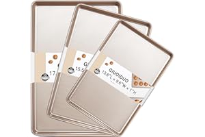 Baking Sheet Set of 3, Nonstick Heavy Duty Cookie Sheets for Oven - 13.6"×9.6"/15.5"×10.6"/17.5"×11.8" Warp-Resistant Carbon 