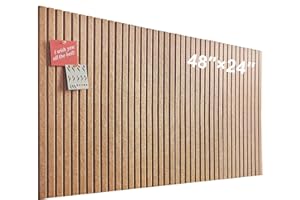 Large Cork Board for Office, 8 Pack Felt Wall Tiles with Slat Wall Paneling and Safe Removable Adhesive Tabs, Felt Bulletin B
