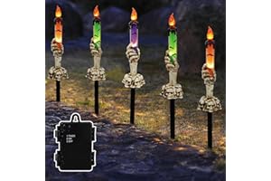 LJLNION Halloween Decorations, 5 Pack Halloween Garden Stake Lights, Tabletop Candle Light with Skeleton Ghost Hand, Waterproof & Battery Operated, Light Up Yard Stakes for Indoor/Outdoor Garden Decor