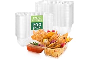 YZXODN 200 Pack Nacho Trays Disposable,12oz Thickened Nacho Chip Holders,6.5"x5" Plastic Snack Containers for Cheese Dips,Clear Snack Trays for Carnivals,Party,Movie Night Supplies