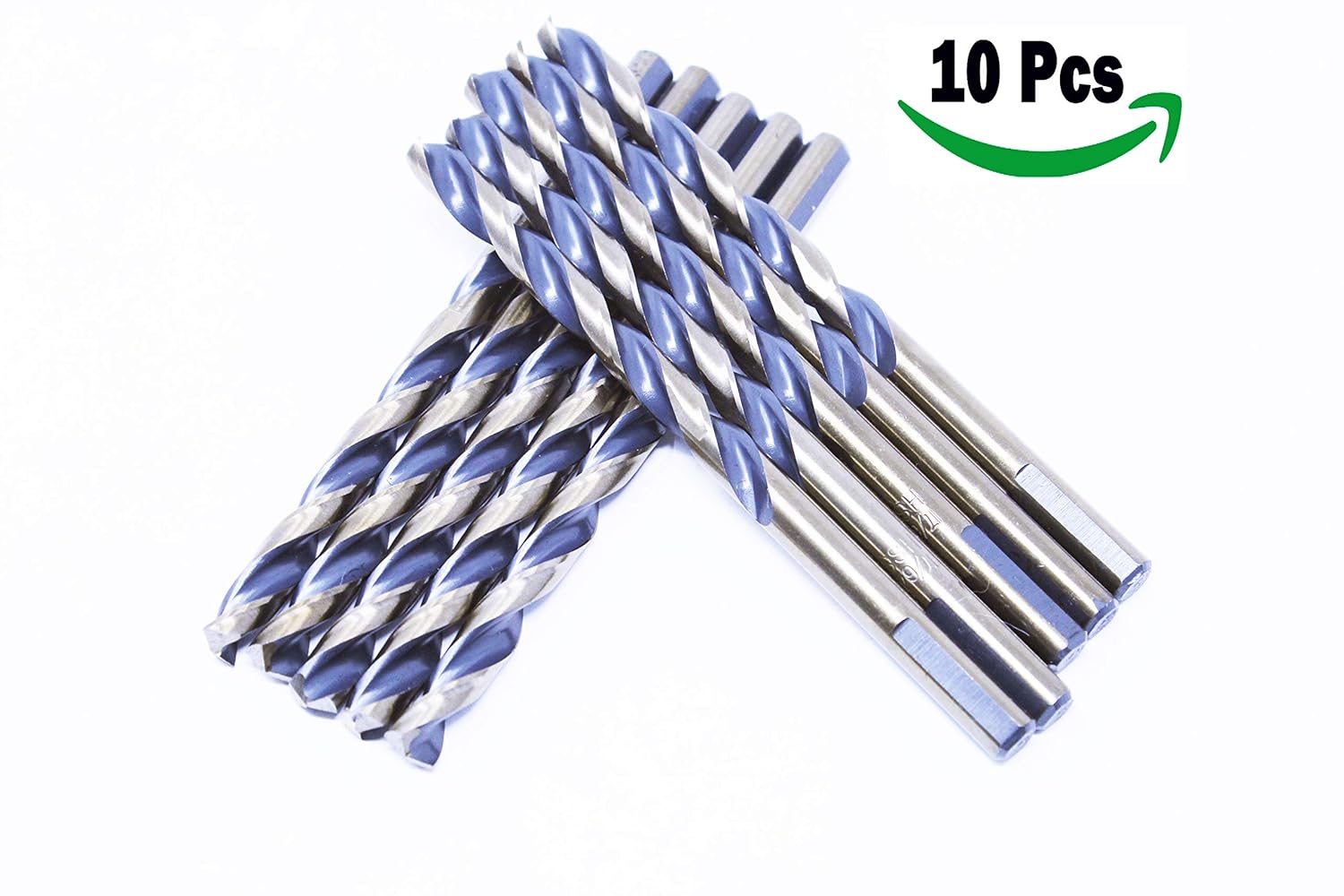 10 Pcs 9/32" HSS Parabolic Flute Jobber Length Twist Drill Bits, Black and Gold Oxide Finish, Round with 3-Flat Shank, 135 Degrees Split Point, Drilling Steel and Hard Metal