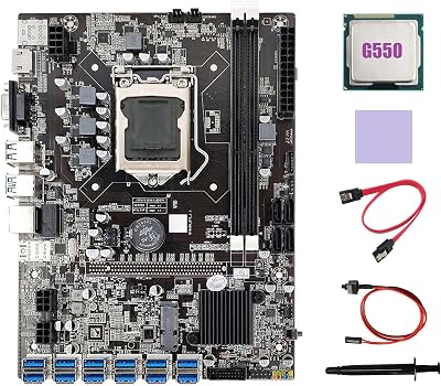 Lodokdre B75 ETH Miner Motherboard 12 PCIE USB3.0 G550 CPU Thermal Kit Cable