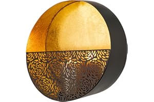 ARBORUS Luxury Metal Wall Candle Sconces – Large Handcrafted Wall-Mounted Tealight Candle Holders with Gold Leaf Interior – Modern & Rustic Home Décor for Living Room, Hallway – 11.8" Black Single Piece