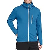 Little Donkey Andy Men's Winter Lightweight Warm Fleece Running Jacket Breathable Hooded Thermal Jacket with Thumb Holes