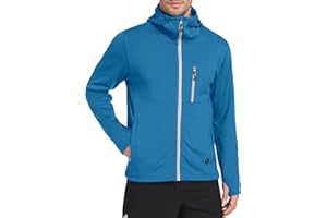 Little Donkey Andy Men's Winter Lightweight Warm Fleece Running Jacket Breathable Hooded Thermal Jacket with Thumb Holes