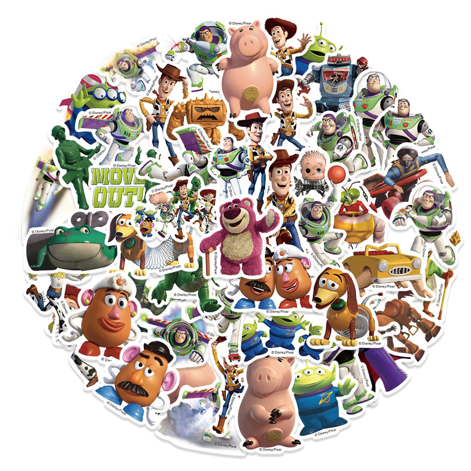 Toy Story Stickers for Kids Water Bottle, 50pcs Cartoon Movie Decal ...