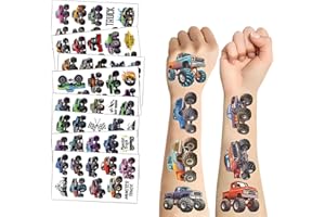 100pcs Monster Truck Temporary Tattoos, Waterproof Monster Truck Fake Tattoos Stickers, Boys Birthday Party Favors Supplies G