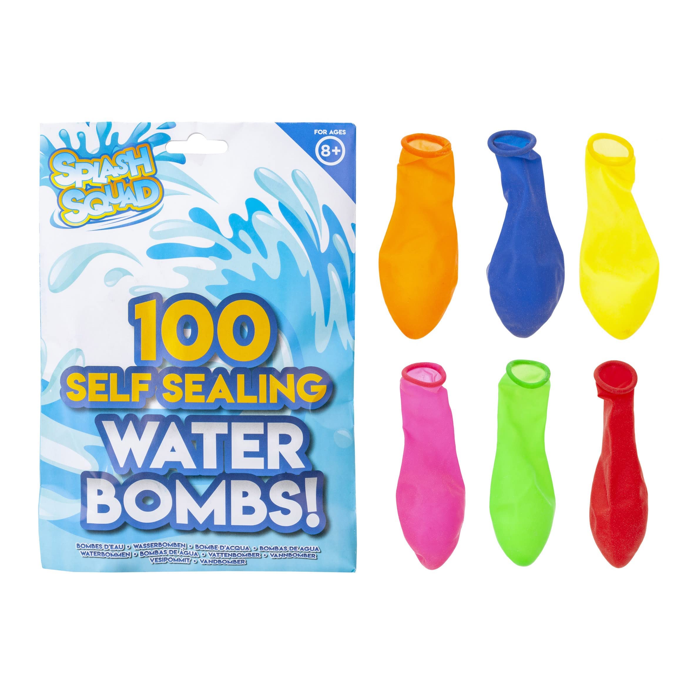 VFM - 100Pc Neon Self Sealing Water Bombs, Great for Summertime, Bbqs, Outdoor Use, Parties, Water Fights, Celebrations, Fun for Children, Kids, Adults