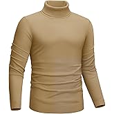 CRYSULLY Men's Turtleneck Sweaters Slim Fit Basic Solid Long Sleeve Casual Knitted Pullover Sweater