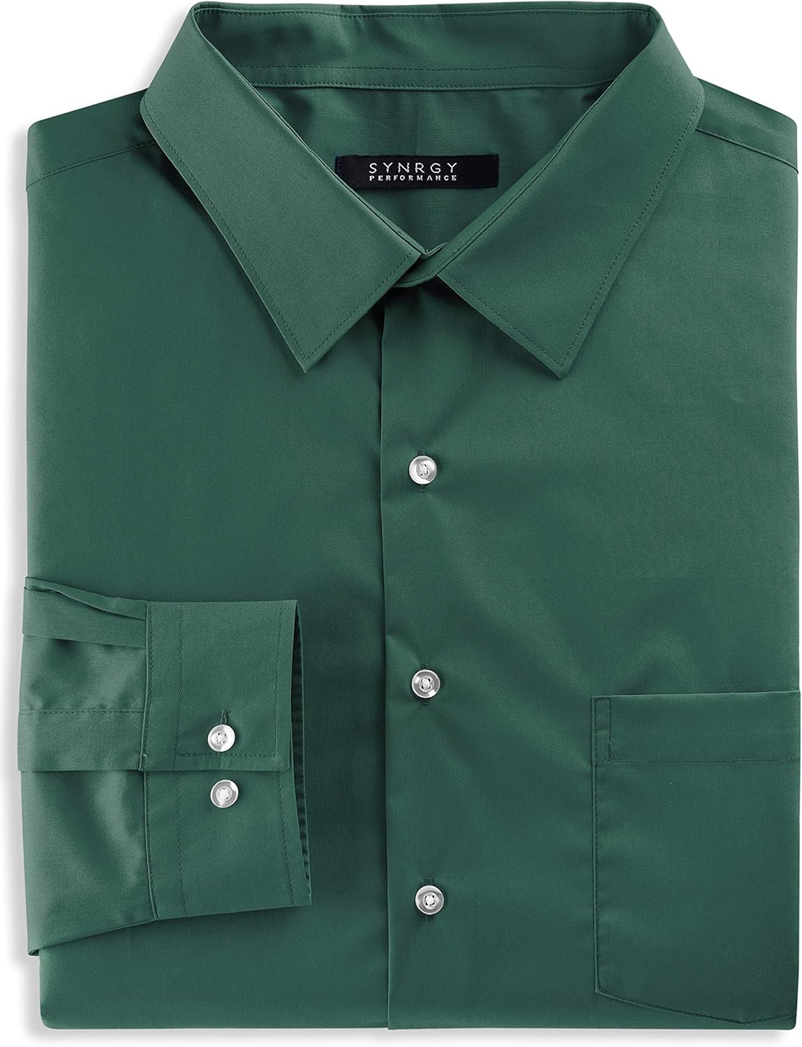 DXL Synrgy Big and Tall Performance Solid Dress Shirt, Evergreen, 22