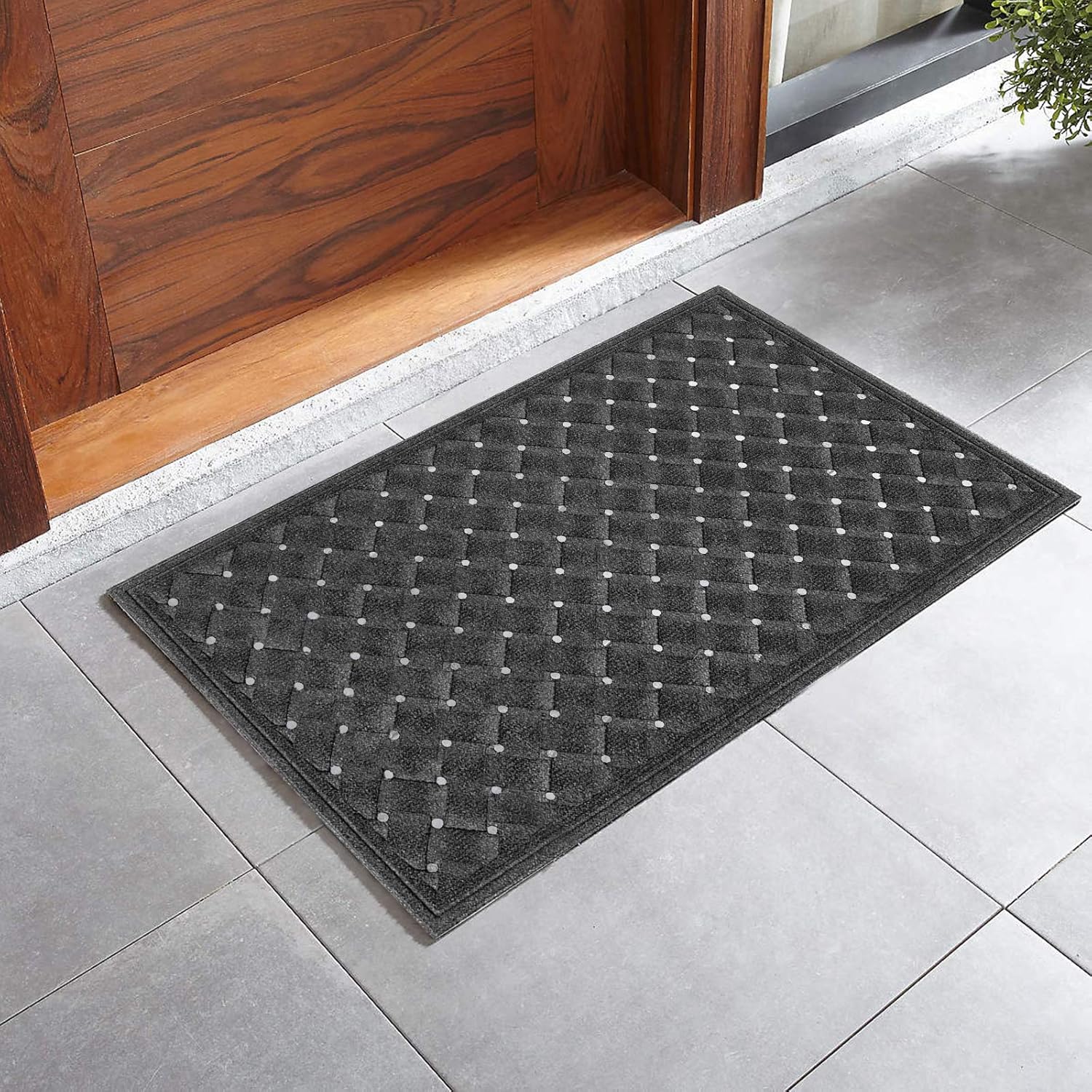 Outside Inside Front Door Mat - 35”x23.5” Durable Rubber Door Mat Entrance Welcome Rug Heavy Duty Floor Mat for Entry, Patio, Back Door (Dark Grey): Kitchen & Dining