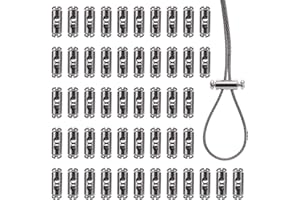 GOALMAD 50 Pcs Wire Rope Cable Clip Clamp, M4 Double Hole Wire Rope Lock Clip with End Screw Stopper, Cable Clamps for 1-2.5mm Wire Rope Cable