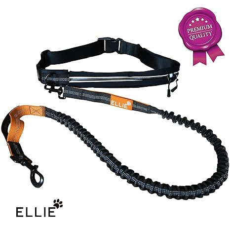 Ellie Premium Jogging Hundeleine mit verstellbarem Bauchgurt - 175cm Dehnbare Laufleine fu?r kleine und große Hunde - Bauchgu