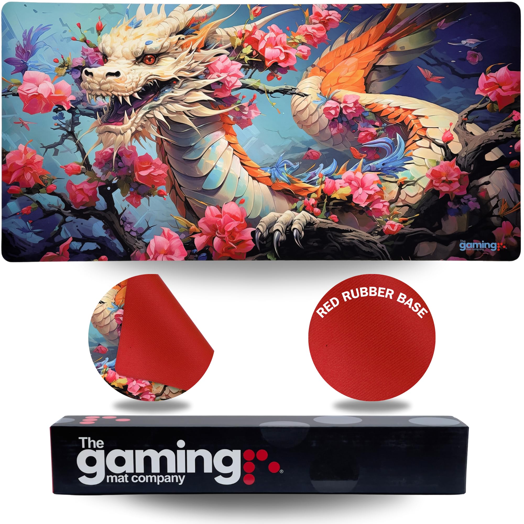 The Gaming Mat Company Single Player MTG Playmat & Mouse Pad – 72 cm x 36 cm Flower Dragon Gaming Mouse Pad compatible with Magic: The Gathering playmats, MTG cards, TCG gaming mat
