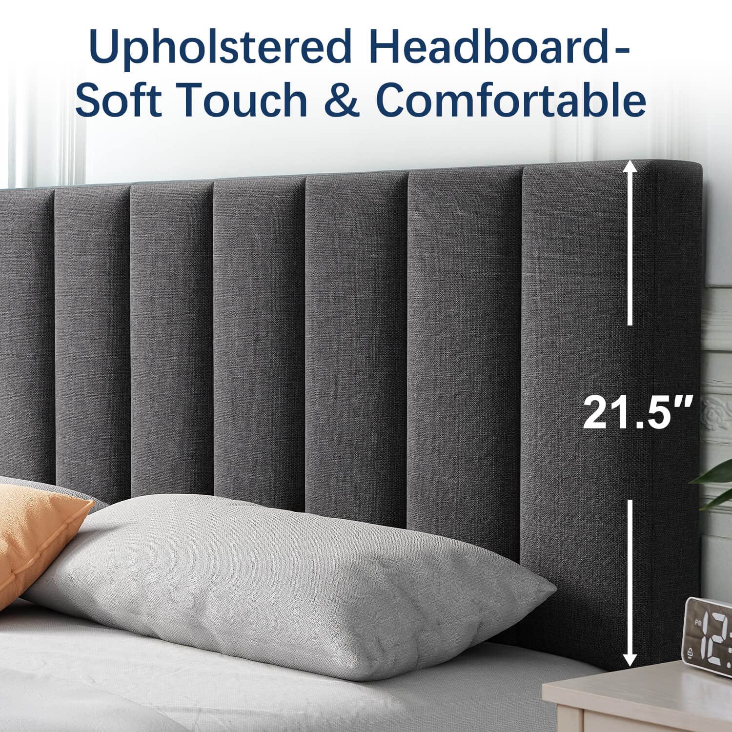 Molblly Queen Bed Frame Upholstered Platform with Headboard and Strong