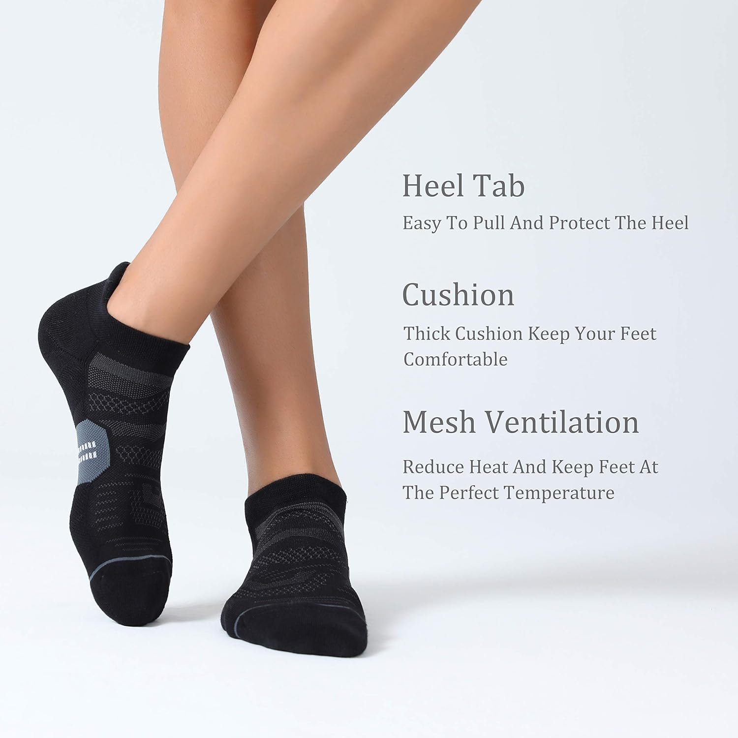 CelerSport 6 Pack Running Ankle Socks for Men and Women with Cushion, Low Cut Athletic Sport Tab Socks: Clothing