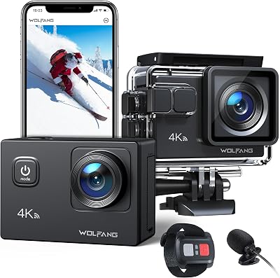 WOLFANG GA100 Action Camera 4K 20MP Waterproof 40M EIS WiFi 170 Wide Angle Mic