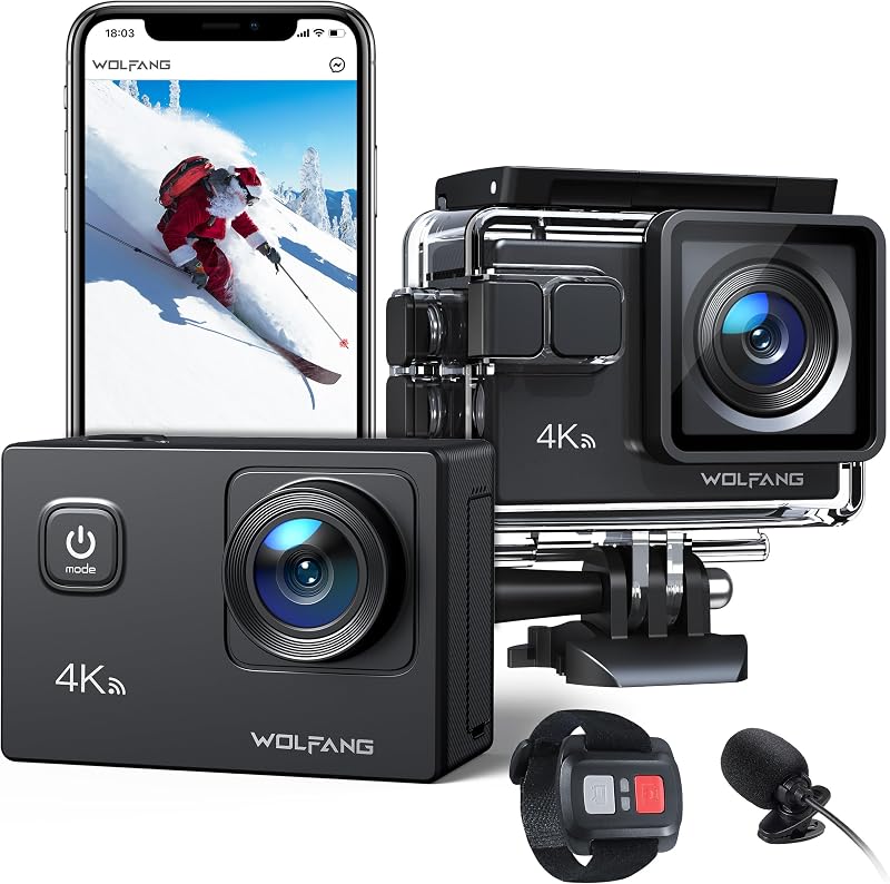 WOLFANG GA100 Action Camera 4K 20MP Waterproof 40M EIS WiFi 170 Wide Angle Mic