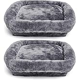 Abbylike 2 Pcs Cat Tree Replacement Bed Covers,13.8 x 13.8 Inch | Elastic Band for Cat Tree Replacement Parts, Grey Plush Perch Shelves Covers, Easy to Clean and Machine Washable