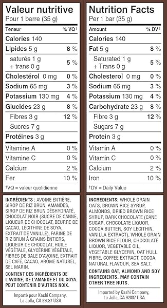 KASHI, CHEWY GRANOLA, DARK MOCHA ALMOND SNACK BARS, 175G/6.17OZ., 5CT, {IMPORTED FROM CANADA}