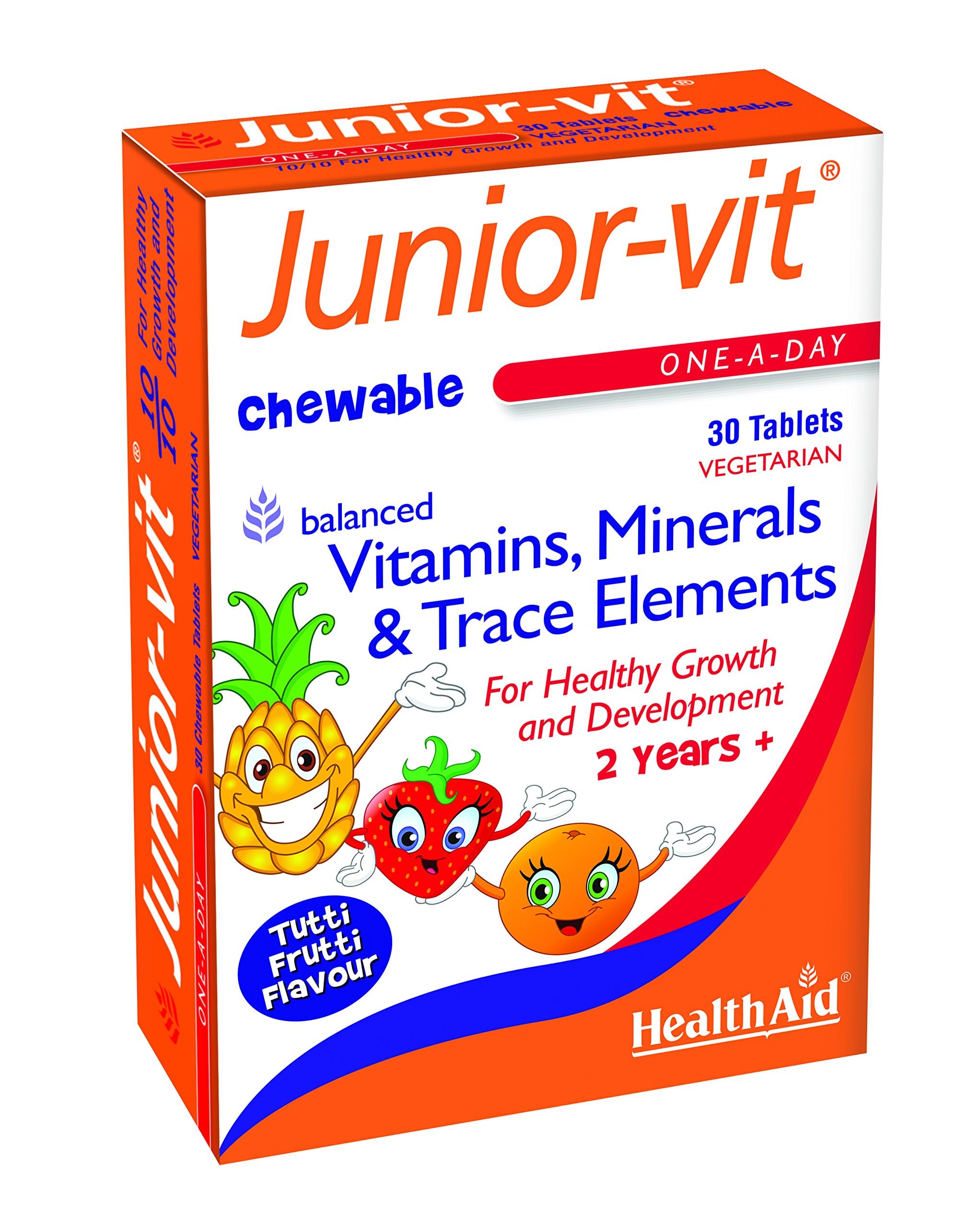 HealthAid Junior-VIT Chewable Multivitamins, 30 Vegetarian Tablets, Pack of 1