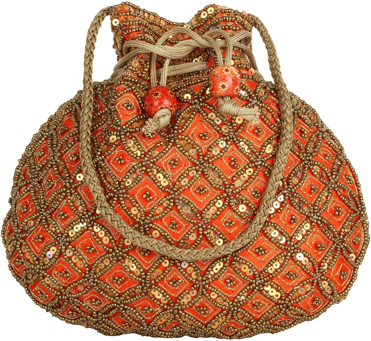 Saashiwear women Indian ethnic handmade embroidered party bridal banjara handbag clutch tote Potli purse
