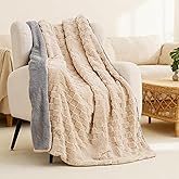 Heated Blanket 50x60 Inch Electric Blanket Throw Blanket with 6 Heat Settings and 1-4H Auto Off Timer, Machine Washable Soft Flannel Fleece for Couches, Beds Office (Beige)
