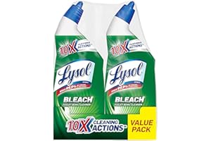 Lysol Toilet Bowl Cleaner Gel, For Cleaning and Disinfecting, Stain Removal, Contains Bleach, 24oz (Pack of 2)
