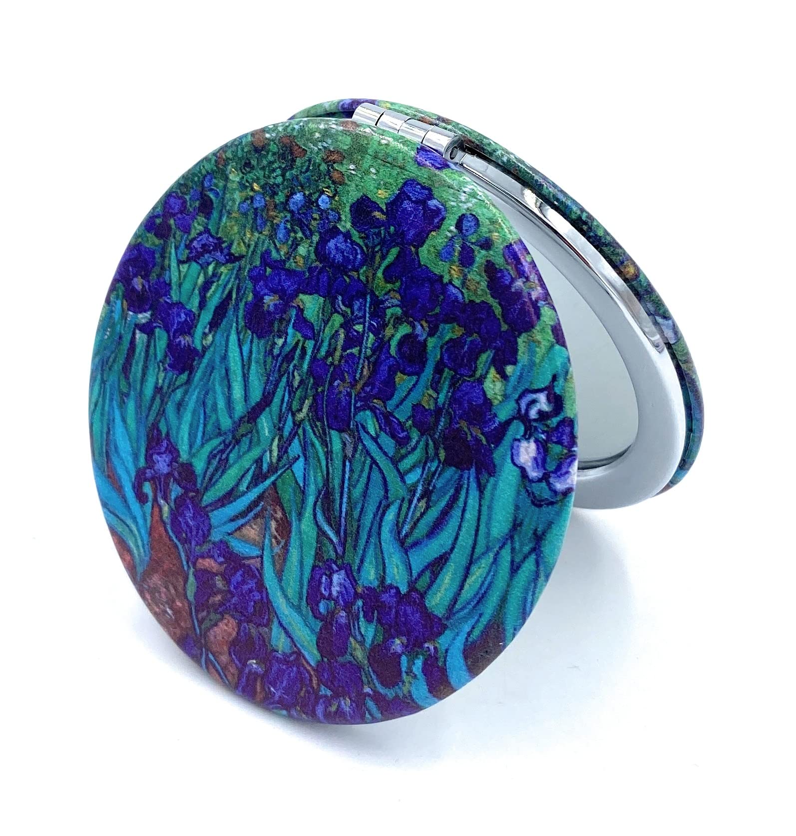 Pocket Mirror for Women Small Travel Mirror Magnifying Van Gogh Irises Flower Purse Mirror Compact Unique Gift for Artistic Mom