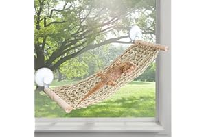 BADWALT FlidRunest 21.6 x 7.8 in Seagrass Bearded Dragon Hammock for Window, Large Lizard Window Perch, Reptile Hammock Perch with Powerful Suction Cups for Lizard, Leopard Gecko, Chameleon