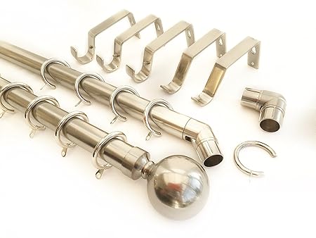 3 5 Side Brushed Chrome 28mm Bay Window Curtain Pole Passing