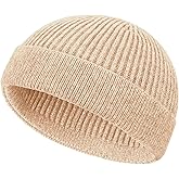 ROYBENS Short Fisherman Beanie for Men Women, Wool Warm Winter Hat, Swag Knit Cuff Soft Trawler Beanies Watch Cap Skull Caps