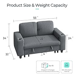 LINSY HOME Loveseat Sofa with Storage - Comfy Plush
