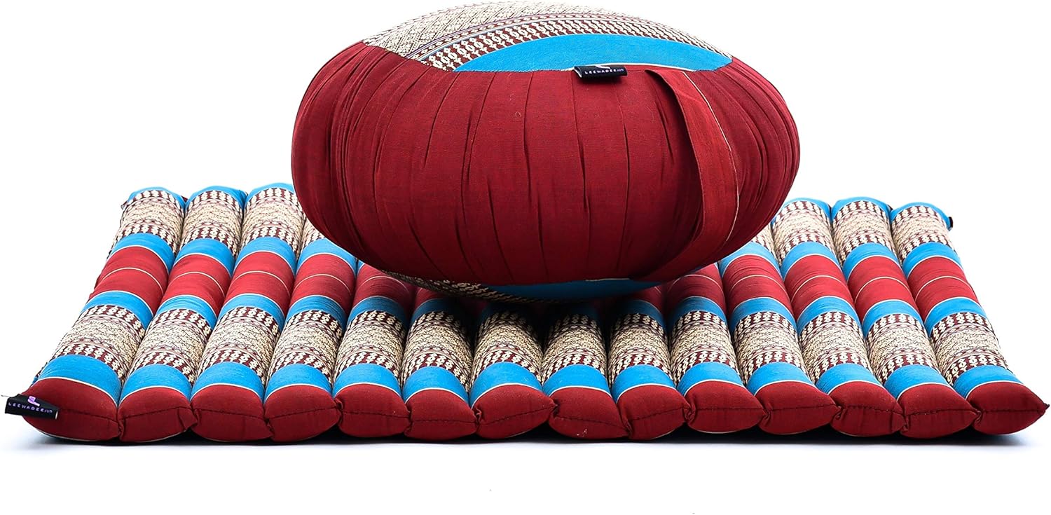 Leewadee Meditation Cushion Set, 1 Round Zafu Meditation Pillow and 1 Square Roll-Up Zabuton Meditation Mat