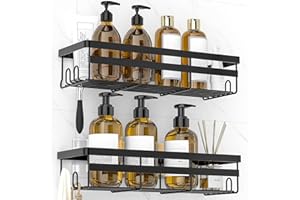 Shower Caddy, No Drilling Rustproof Organizer with Save Space Hooks, Apartment Essentials for Bathroom, Kitchen & Living Room