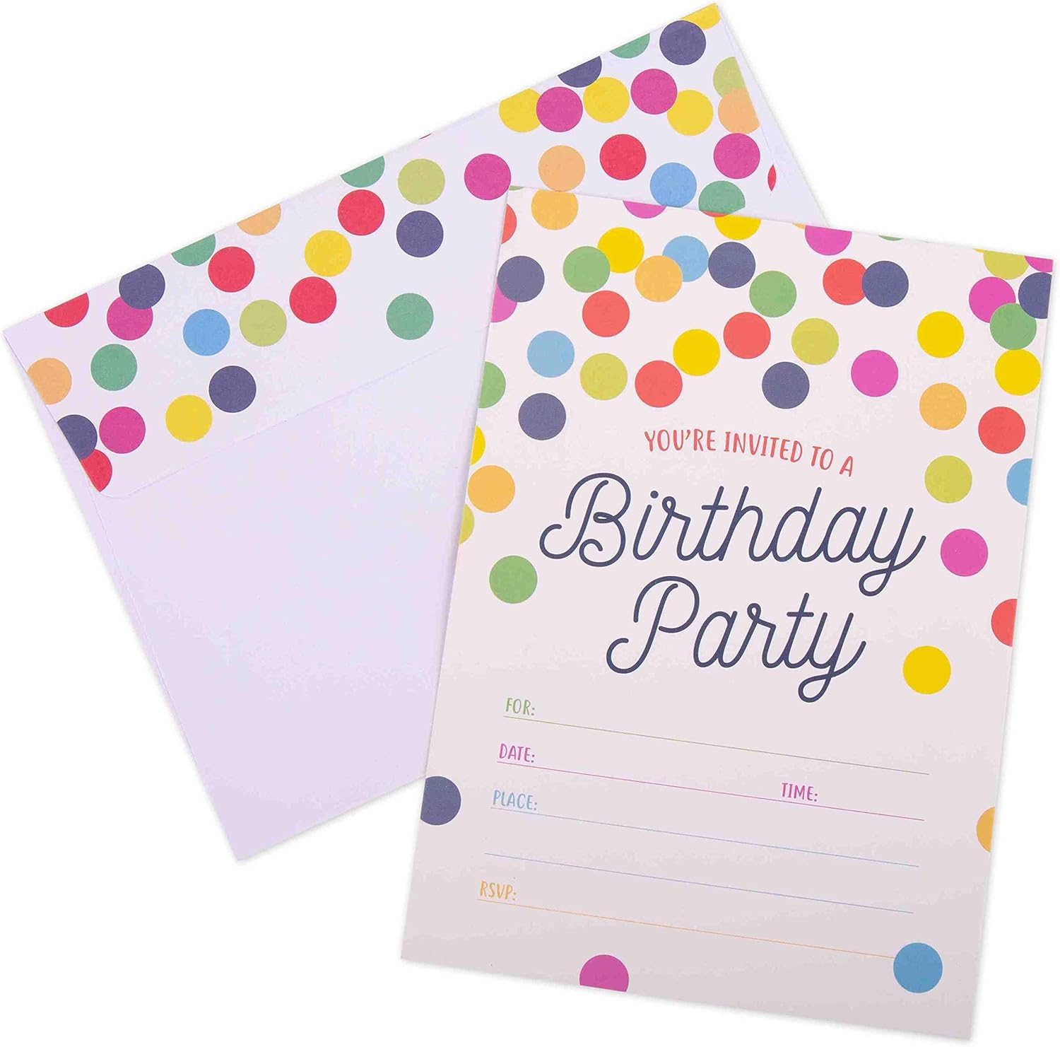 Invitations for Birthday Party - 20 Cards with Envelopes