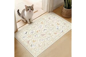 Acetiamin 2x3 Machine Washable Area Rug for Entryway, Small Vintage Cat Rug for Front Door, Non-Slip Low Pile Indoor Door Mat