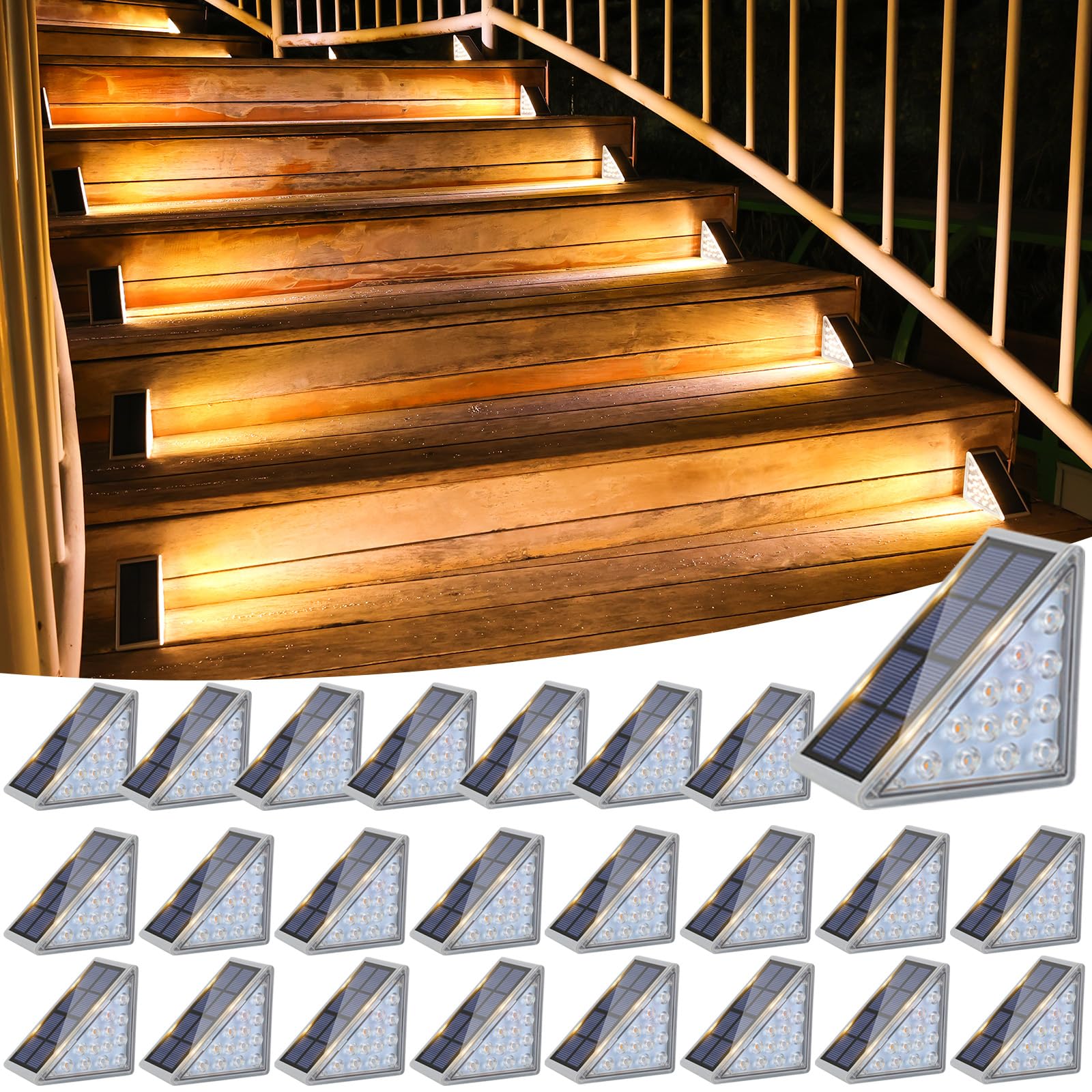 Photo 1 of ***FOR PARTS ONLY/NON-FUNCTOINAL*** VOLISUN Solar Stair Lights 24 Pack, Solar Step Lights Outdoor Waterproof IP67, LED Outdoor Step Light