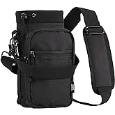 Nuovoware Water Bottle Carrier, 40oz Bottle Carrier Sports Insulated Water Bottle Holder with Adjustable Shoulder Strap, 2 Pockets Flask Sling Bag Drawstring Pouch for Climbing Hiking Walking