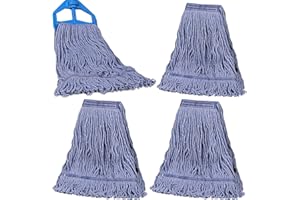 JERIA 4 Pack Heavy Duty Mop Head Replacements,String Mop Head for Commercial,Used for Home,Office and Kitchen,Washable,Reusable Mop