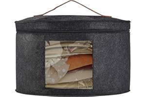 15"D×9"H Round Hat Box with Lid - Bojuzhi Portable Wide Brimmed Hat Container with Clear Window, Bedroom Storage Bin for Scar