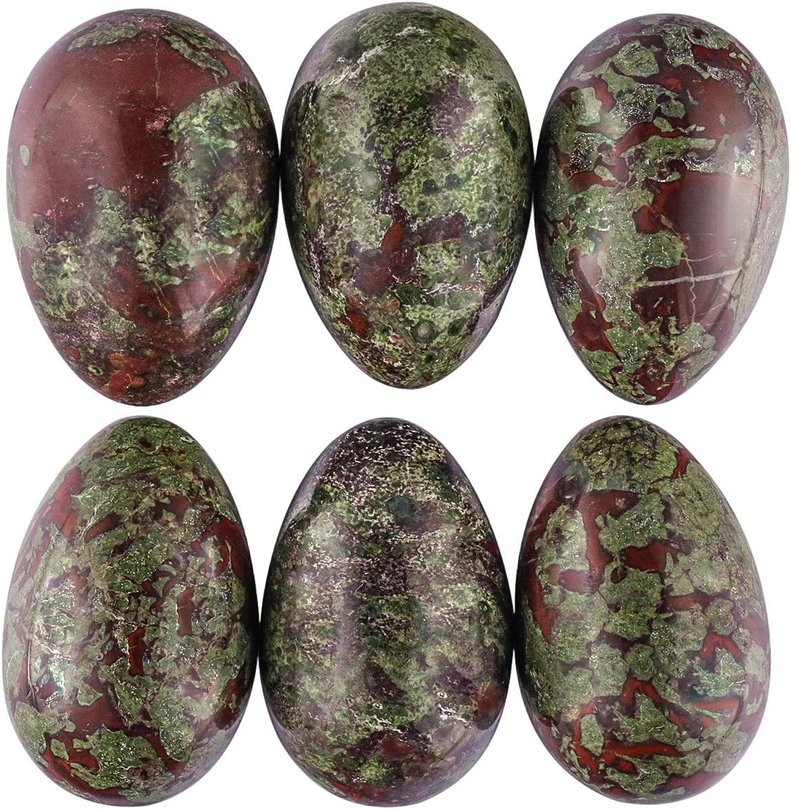 SUNYIK Dragon Bloodstone Gemstone Egg Sphere Sculpture Healing Figurine with Stone Stand Easter Day's Gift(1"x1.6"): Home & Kitchen