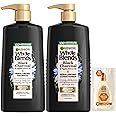 Garnier Whole Blends Black Charcoal & Nigella Flower Oil Rebalancing Shampoo and Conditioner Set for Greasy Scalp & Dry Ends with Sample, 26.6 Fl Oz, 1 Kit (Packaging May Vary)