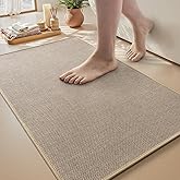MontVoo Bath Mat Rug-Ultra Thin Non Slip Bath Mats for Bathroom Mat Quick Dry, Rubber Backing Washable Bathroom Rugs Fit Under Door, Absorbent Bath Rugs for Floor,17"x24",Beige