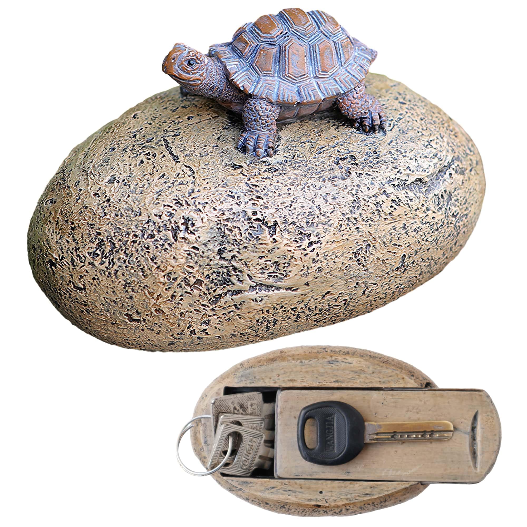 Memeyou Fake Rock Key Hider Decoration Safe Holder For Outdoor Yard Garden Outside Large Size Design Hide A House Spare Key Lock Box Turtle