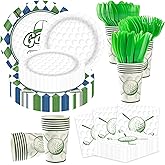 Golf Party Decorations Set for 50 Guests, 350 Pieces, Plates, Cups, Napkins, Cutlery, Green and White