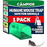Campior Humane Mouse Trap for House &ndash; Large, No-Kill Mouse Traps Indoor for Home, Catch-and-Release Rat and Mouse Trap, Child &amp; Pet Safe, Easy to Clean, No-Touch Release, Pack of 1, Green