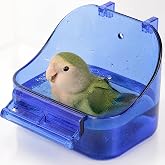 YJJKJ Pet Bird Bath Box, Bird Caged Parrot Bathing Tub | Bird Cage Accessory Bathing Tub Bath for Small Brids Parakeet Canary Budgerigar Lovebirds (Blue)